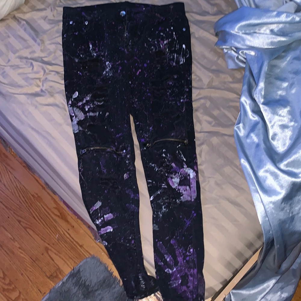 Custom painted splatter/handprint jeans